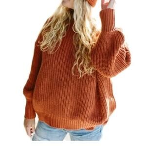 Goumi Kids Hide Chunky Knit Sweater SZ S/M Mama Womens Organic Cotton Clay Color
